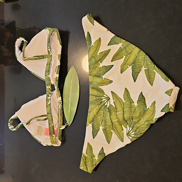 💕FARM RIO Palm Fan Bikini Set - Triangle Bikini Top + Low Bikini Bottom XL NWT - Picture 8 of 15